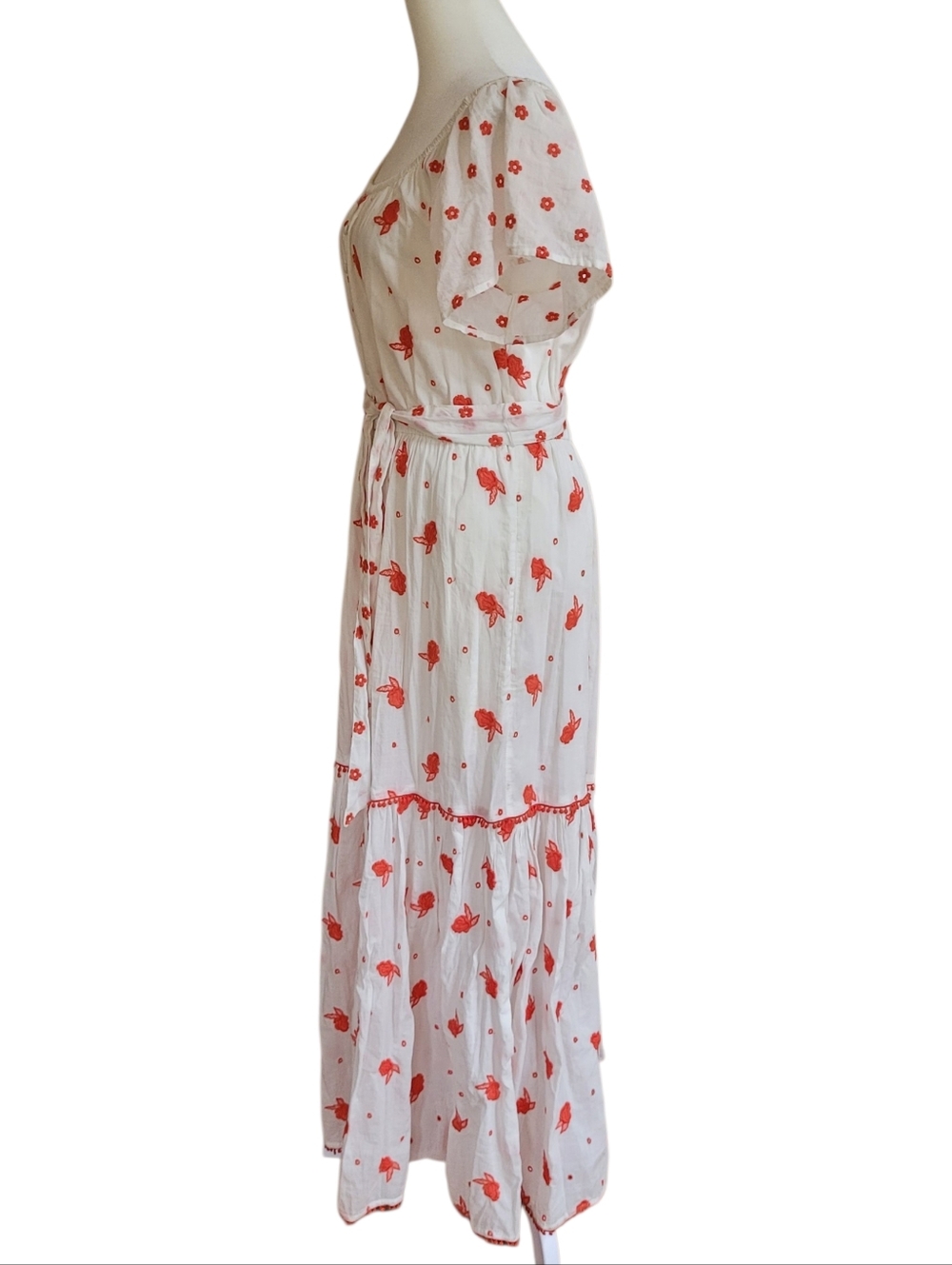 Anthropologie Esme Embroidered Floral Maxi Dress Boho Tiered Cottagecore Sz M - Picture 7 of 14